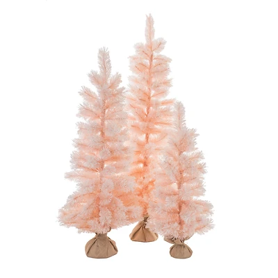 Pastel Pink Pvc Three Piece Tree Set with Burlap Base