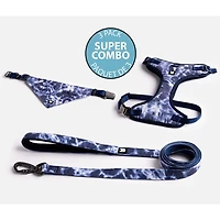 Dog's Collar, Leash and Harness Combo by SilverPaw - Blue Tie Dye