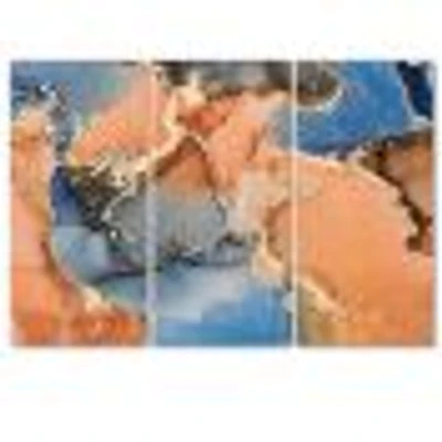Blue and Orange Luxury Abstract Fluid Art I Canvas Wall Print