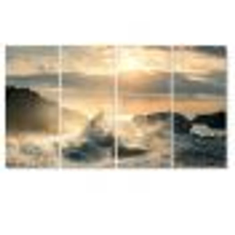 Big Wave Hit the Rock at Beach Canvas Wall Art Print