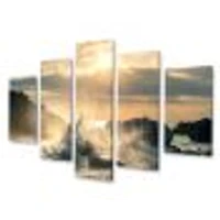 Big Wave Hit the Rock at Beach Canvas Wall Art Print