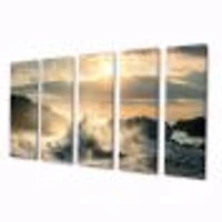 Big Wave Hit the Rock at Beach Canvas Wall Art Print