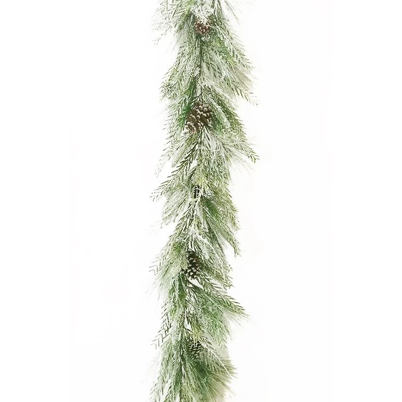 Hangable Green Pvc Garland with Pinecones