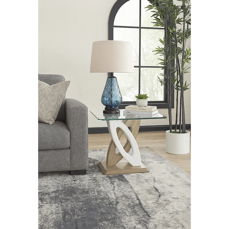 Table d'appoint « Toscane » - Blanc/noyer