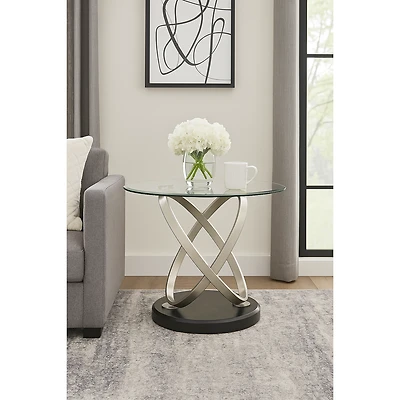Kona End Table - Silver/Black