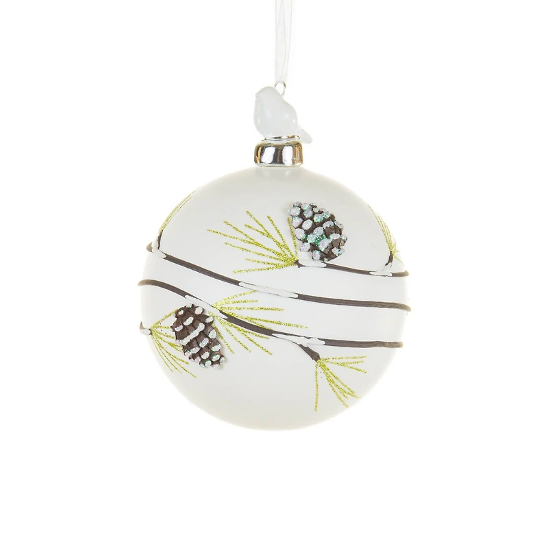 Hanging White Porcelain Ball Ornament, Pack of 2