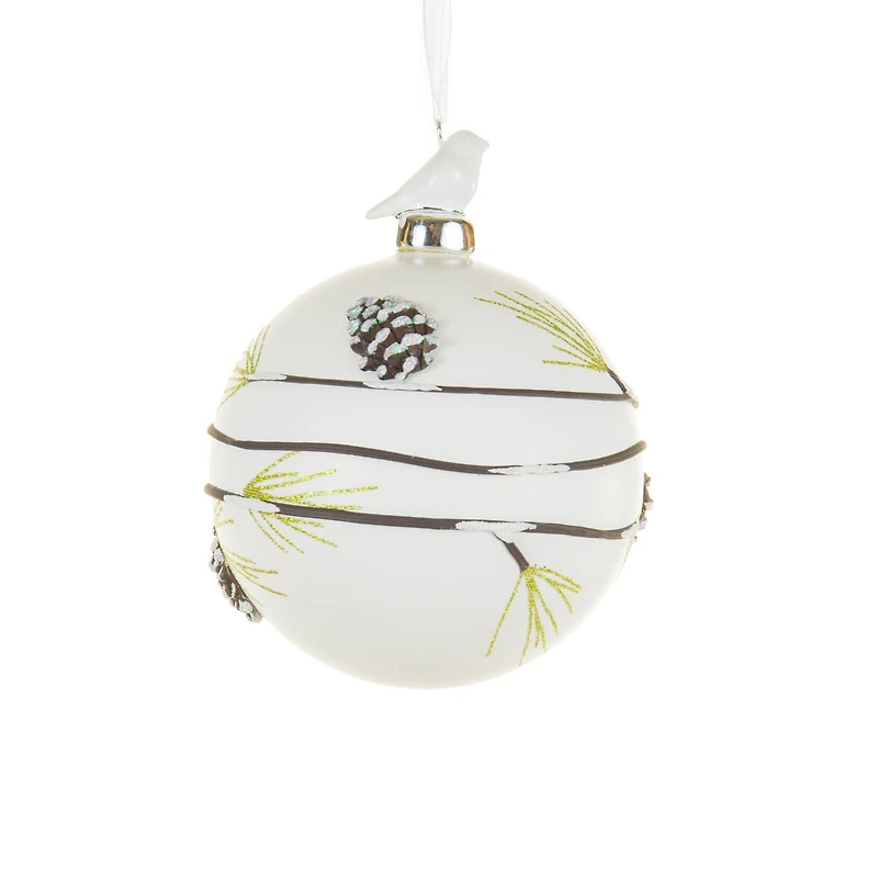 Hanging White Porcelain Ball Ornament, Pack of 2