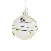 Hanging White Porcelain Ball Ornament, Pack of 2