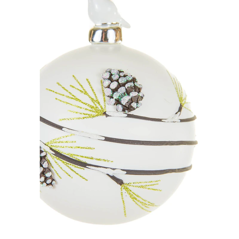 Hanging White Porcelain Ball Ornament, Pack of 2