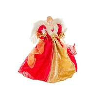 Red/Gold Polyester Elegant Warm White LED Angel Tree Topper Glowing Stars