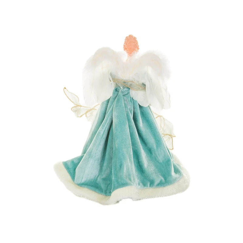 Turquoise and White Cotton Sleek Warm White LED Angel Tree Topper Glowing Stars
