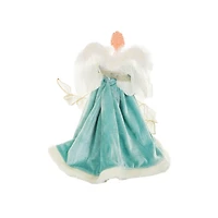 Turquoise and White Cotton Sleek Warm White LED Angel Tree Topper Glowing Stars