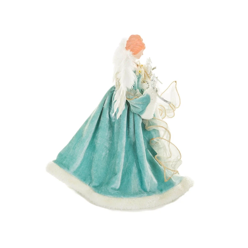 Turquoise and White Cotton Sleek Warm White LED Angel Tree Topper Glowing Stars