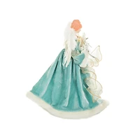 Turquoise and White Cotton Sleek Warm White LED Angel Tree Topper Glowing Stars