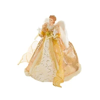 Sequin Gold Polyester Majestic Warm White LED Angel Tree Topper
