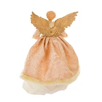 Pink and Ivory Cotton Regal Warm White LED Angel Tree Topper Golden Wings