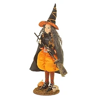 Sequin Black and Orange Polyester Pumpkin Witch Figure
