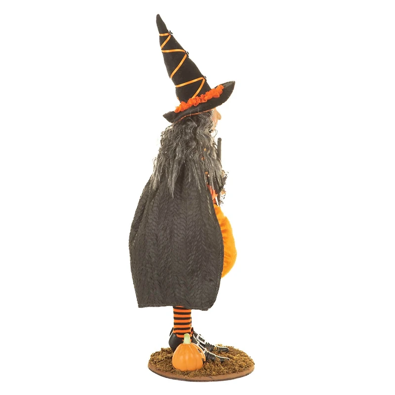 Sequin Black and Orange Polyester Pumpkin Witch Figure