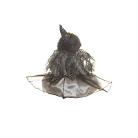 Sitting Black and greyish Silver Cloth Smiling Witch Figure Masquerade Mask