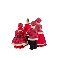 Set of 4 Plaid Red and Black Plastic Classic Caroler Set Golden Buttons
