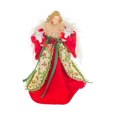 Red and Beige LED Angel Tree Topper