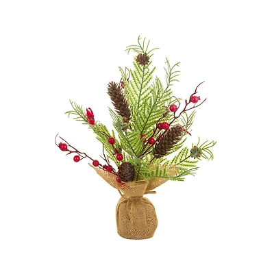Green and Red Pvc Christmas Tree Cardinals and Berries, Pack of 4