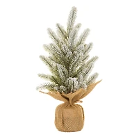 Frosted Green and White Pvc Christmas Tree Burlap Wrapped Base, Pack of 4
