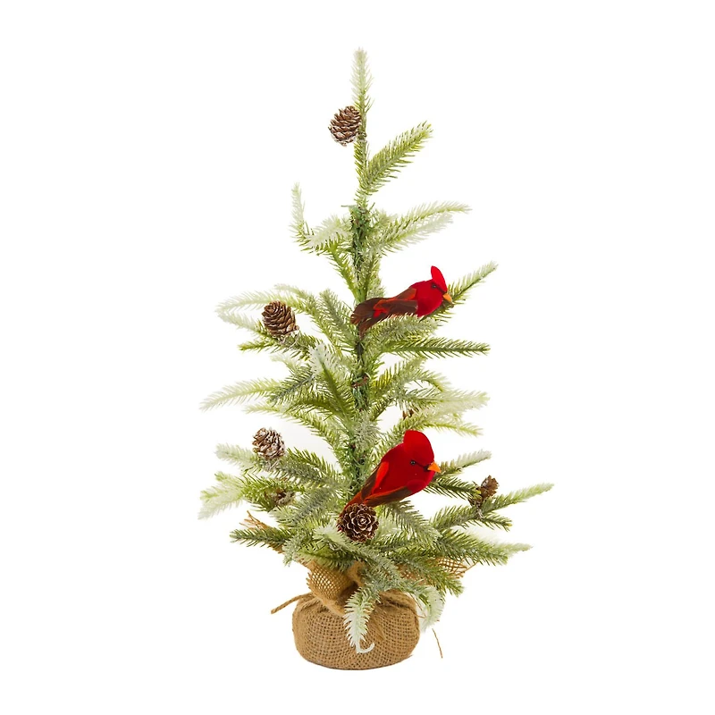 Green and White Pvc Christmas Tree Cardinals and Pinecones, Pack of 2