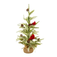 Green and White Pvc Christmas Tree Cardinals and Pinecones, Pack of 2