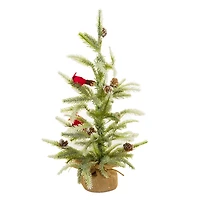 Green and White Pvc Christmas Tree Cardinals and Pinecones, Pack of 2