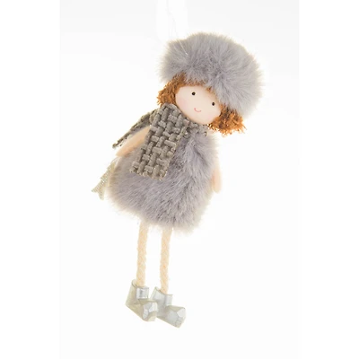 Hangable grey Cotton Cozy Angel Ornament Knit Scarf, Pack of 12