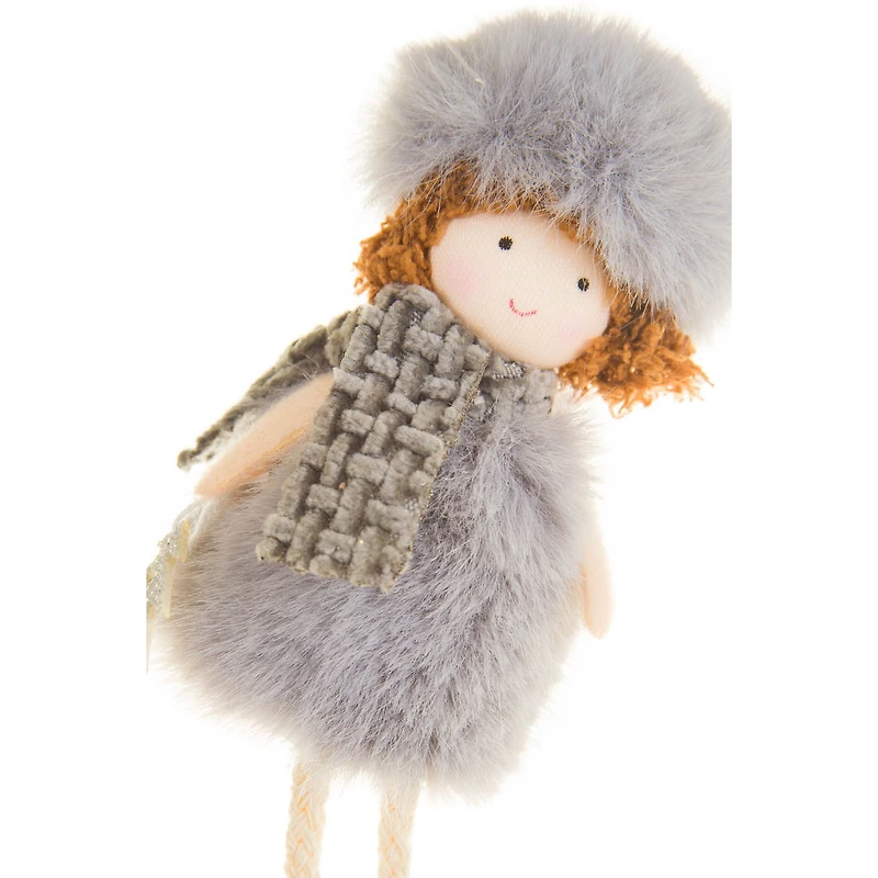 Hangable grey Cotton Cozy Angel Ornament Knit Scarf, Pack of 12