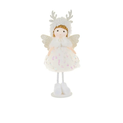 Sequin White Cotton Cherub Girl Doll with Antlers, Pack of 12