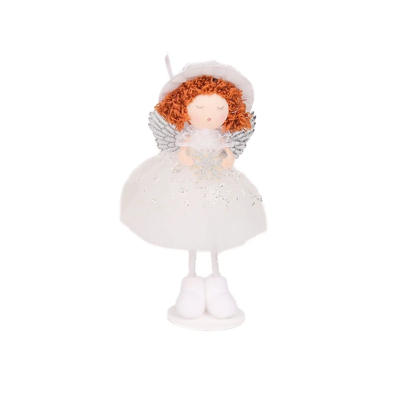 White Polyester Angel Ornament with Hat, Pack of 10