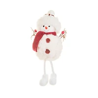 White and Burgundy Cloth Snowman Ornament Beanie, Pack of 12
