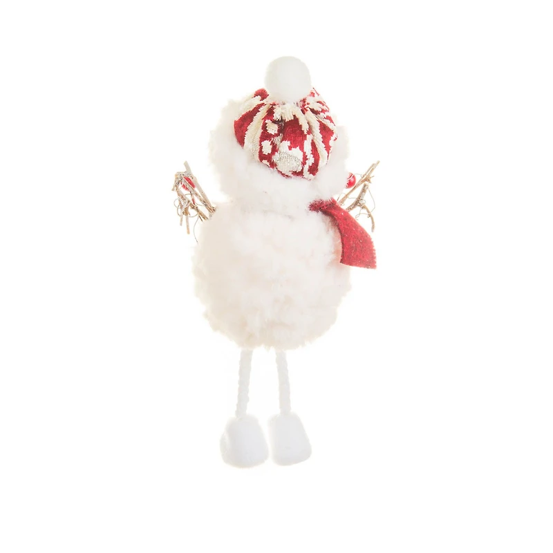 White and Burgundy Cloth Snowman Ornament Beanie, Pack of 12