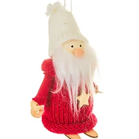 Burgundy Foam Skiing Santa Ornament Star Shirt, Pack of 12