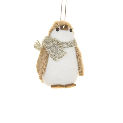 Brown and White Foam Penguin Ornament Scarf, Pack of 12