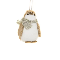 Brown and White Foam Penguin Ornament Scarf, Pack of 12