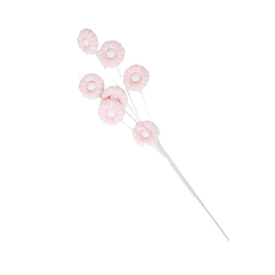 Pink and White Cloth Tree Pick with Adjustable Wiring, Pack of 2