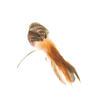 Fluffy Clip-On Brown and Copper Foam Bird Ornament Long Tail, Pack of 6