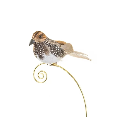Clip-On Dotted Brown Bird Ornaments, Pack of 6