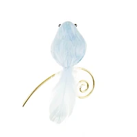 Googly-Eyed Clip-On Baby Blue Foam Bird Ornament Glittered Body, Pack of 10
