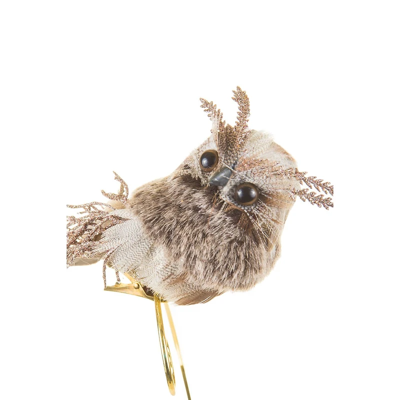 Clip-On Brown Great Horned Owl Ornaments, Pack of 6