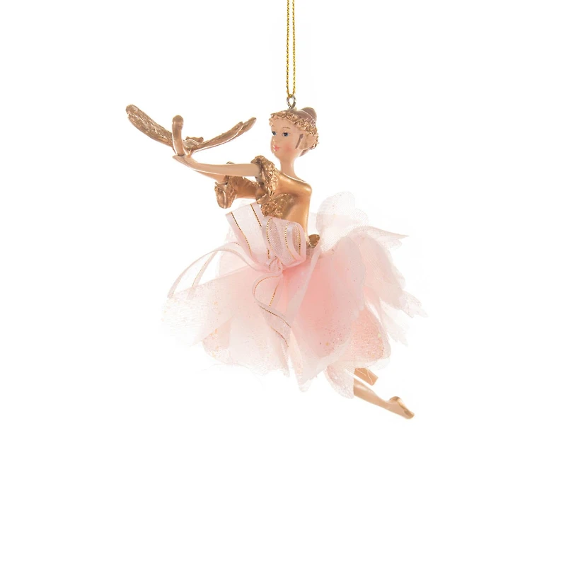 Pink and Gold Cloth Fairy Ballerina Ornament Dragonfly, Pack of 3