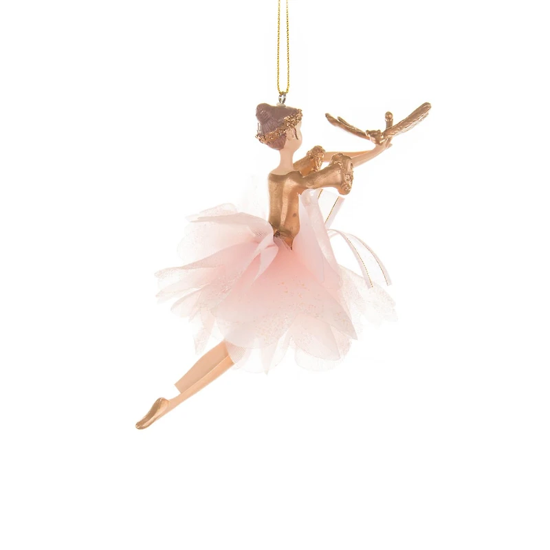 Ornements fées ballerines suspendus en tissu rose et or avec libellule, ensemble de 3