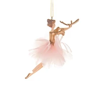 Ornements fées ballerines suspendus en tissu rose et or avec libellule, ensemble de 3