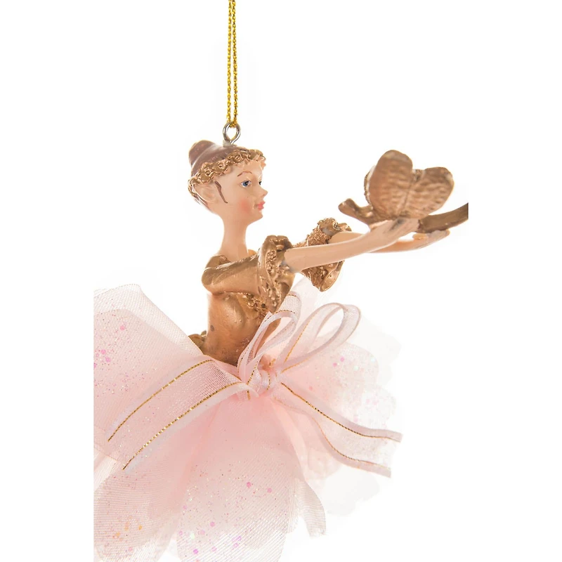 Pink and Gold Cloth Fairy Ballerina Ornament Dragonfly, Pack of 3