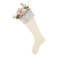 White and grey Cloth Stuffed Stocking Present, Pack of 2