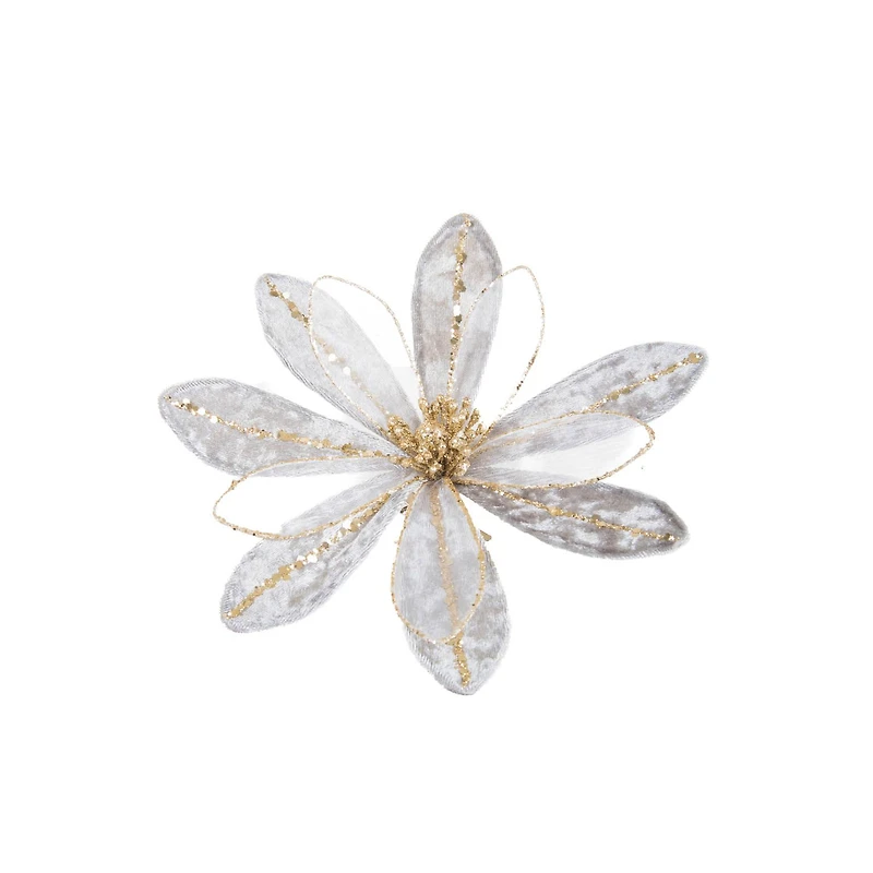 grey and Gold Cloth Gardenia Tree Pick, Pack of 4